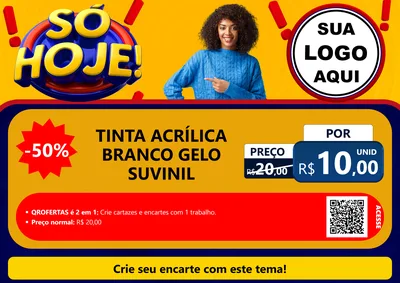 Modelo de Cartaz para Cartaz A4 Horizontal com o tema Só Hoje! para Tintas e Ferramentas