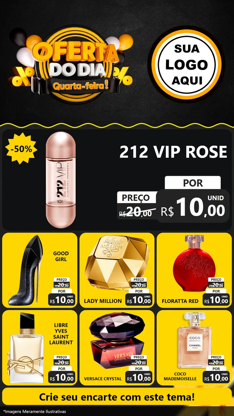 Modelo de Rede Social para Stories com o tema Oferta do Dia - Quarta Feira! para Perfumes
