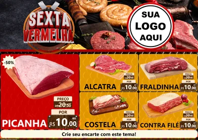 Modelo de Encarte para Encarte A4 Horizontal com o tema Sexta Vermelha para Açougue