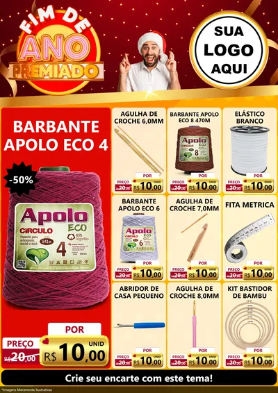 Modelo de Encarte para Encarte A4 Vertical com o tema Fim de Ano Premiado para Armarinho e Aviamentos