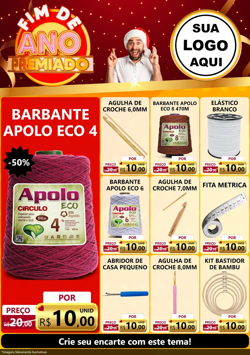 Modelo de Encarte para Encarte A4 Vertical com o tema Fim de Ano Premiado para Armarinho e Aviamentos