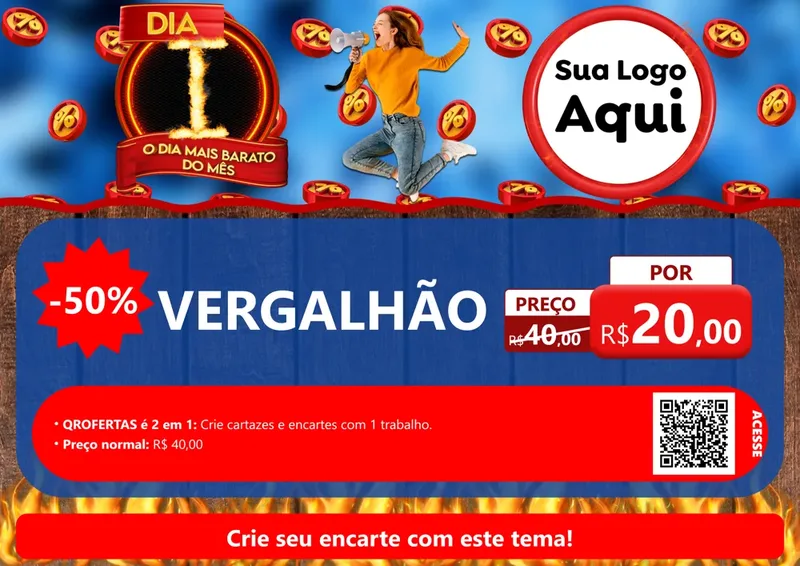Modelo de Cartaz para Cartaz A4 Horizontal com o tema Dia I - O Dia Mais Barato Do Mês para Ferragens