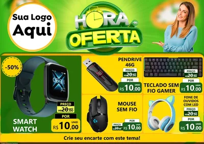 Modelo de Encarte para Encarte A4 Horizontal com o tema Hora da Oferta para Informática