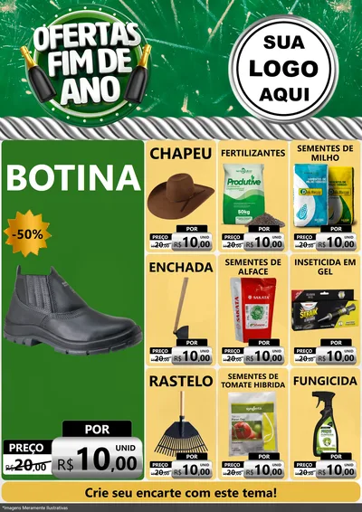 Modelo de Encarte para Encarte A4 Vertical com o tema Ofertas Fim de Ano para Agropecuária