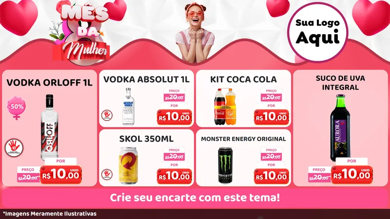 Modelo de TV para TV Horizontal com o tema Mês da Mulher para Distribuidora de bebidas