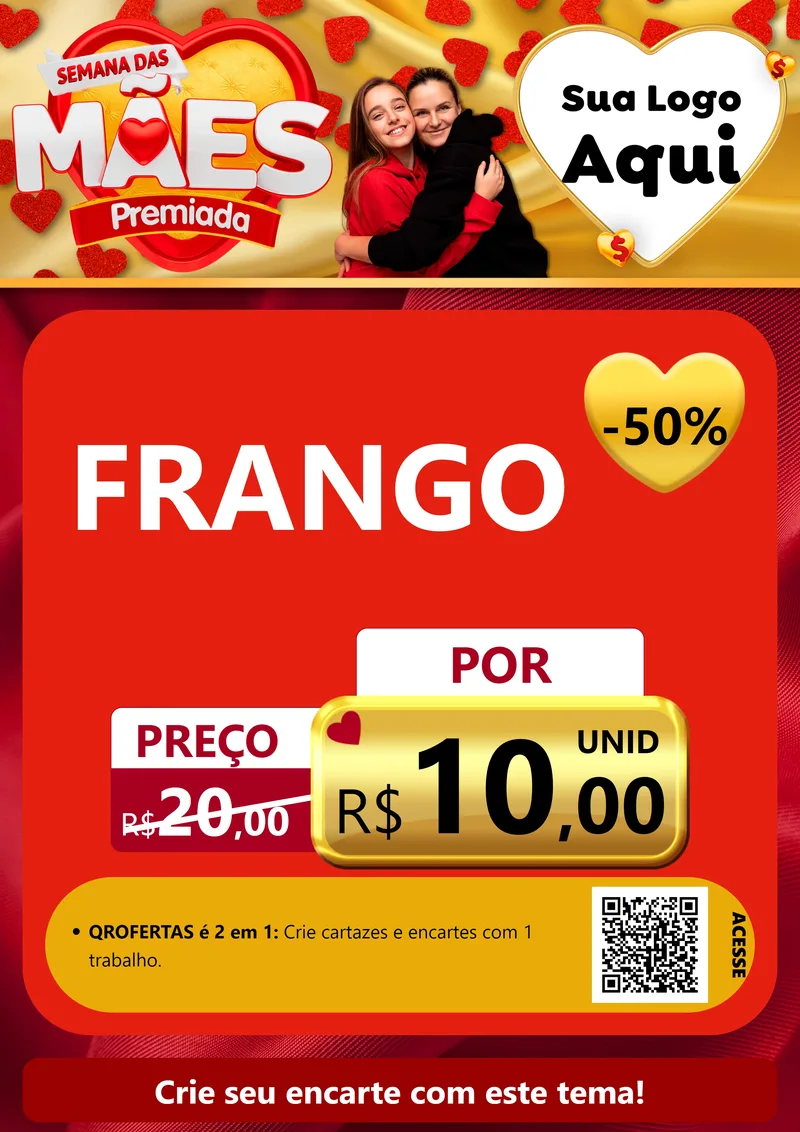 Modelo de Cartaz para Cartaz A4 Vertical com o tema Semana das Mães Premiada para Assados