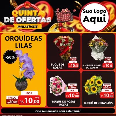 Modelo de Rede Social para Feed Facebook com o tema Quinta de Ofertas Imbatíveis para Floricultura e jardim