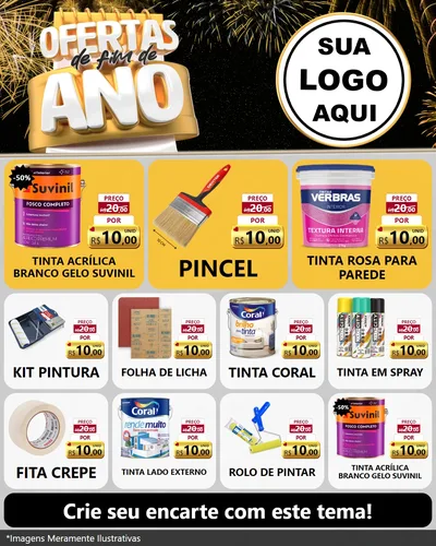 Modelo de Rede Social para Feed Instagram com o tema Ofertas de Fim de Ano para Tintas e Ferramentas