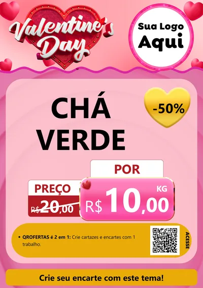 Modelo de Cartaz para Cartaz A4 Vertical com o tema Valentine's Day para Produtos Naturais