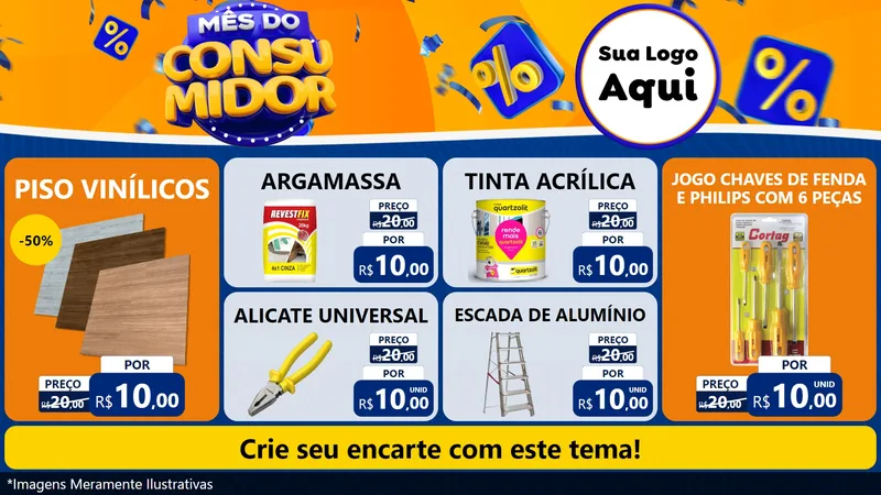 Modelo de TV para TV Horizontal com o tema Mês do Consumidor para Material para Construção