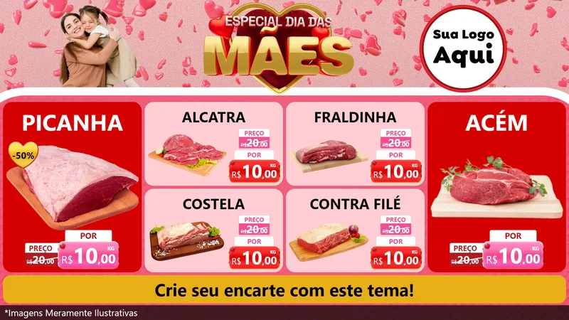 Modelo de TV para TV Horizontal com o tema Especial Dia Das Mães para Açougue
