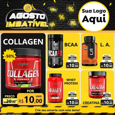 Modelo de Rede Social para Feed Facebook com o tema Agosto Imbatível para Suplementos alimentares