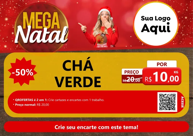 Modelo de Cartaz para Cartaz A4 Horizontal com o tema Mega Natal para Produtos Naturais