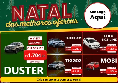 Modelo de Encarte para Encarte A4 Horizontal com o tema Natal das Melhores Ofertas para Concessionaria de Carros
