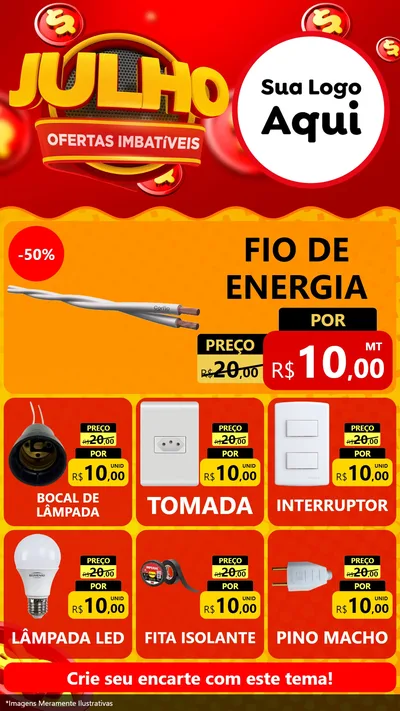 Modelo de Rede Social para Stories com o tema Julho Ofertas Imbatíveis para Materiais Elétricos