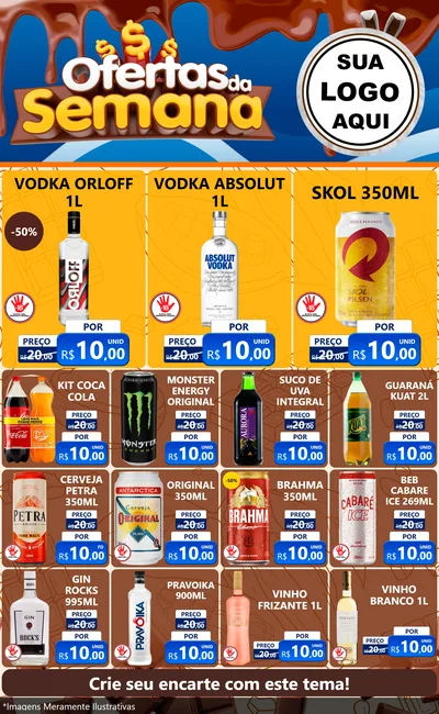 Modelo de Encarte para Encarte Grande com o tema Ofertas da Semana - Páscoa para Distribuidora de bebidas