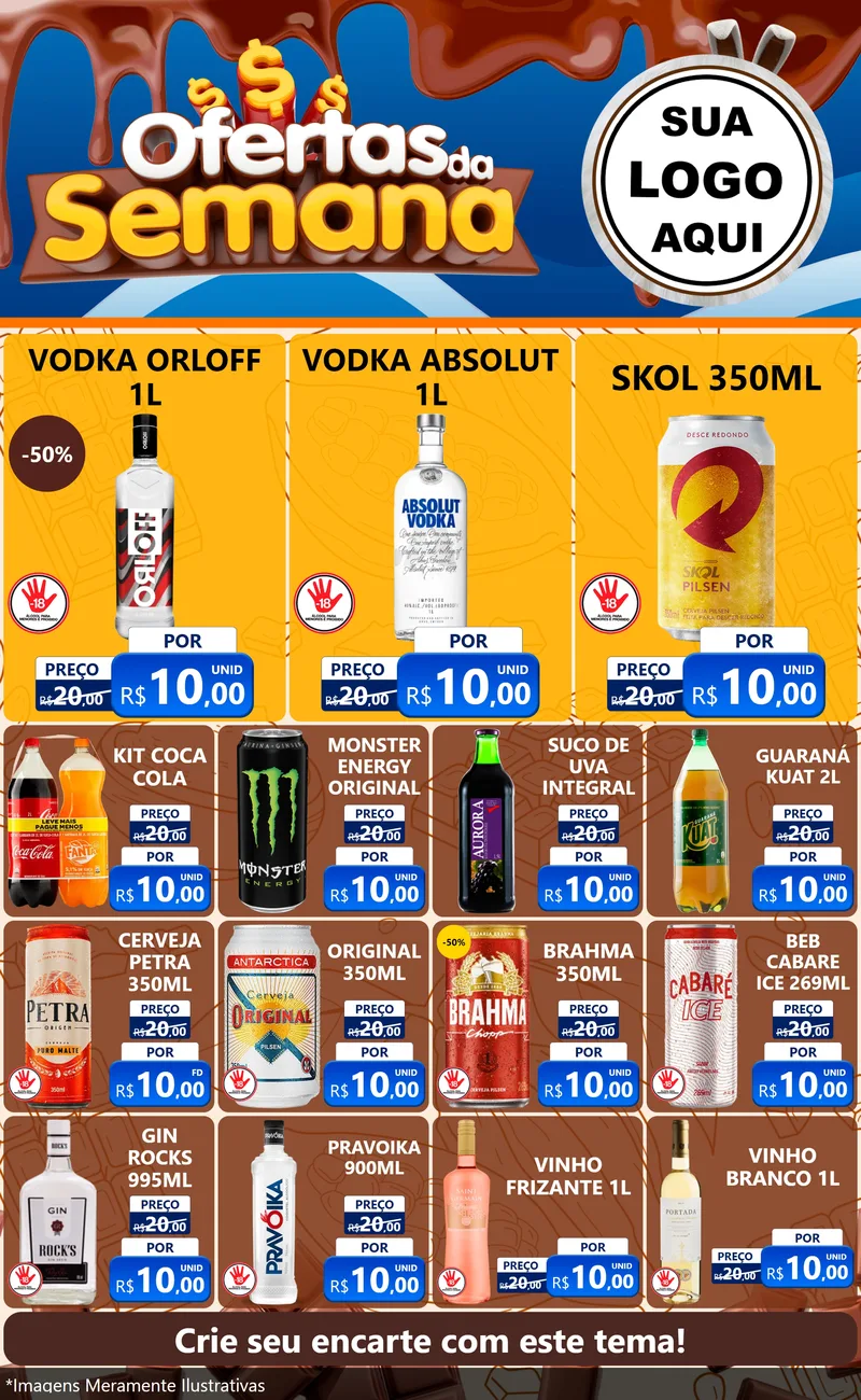 Modelo de Encarte para Encarte Grande com o tema Ofertas da Semana - Páscoa para Distribuidora de bebidas