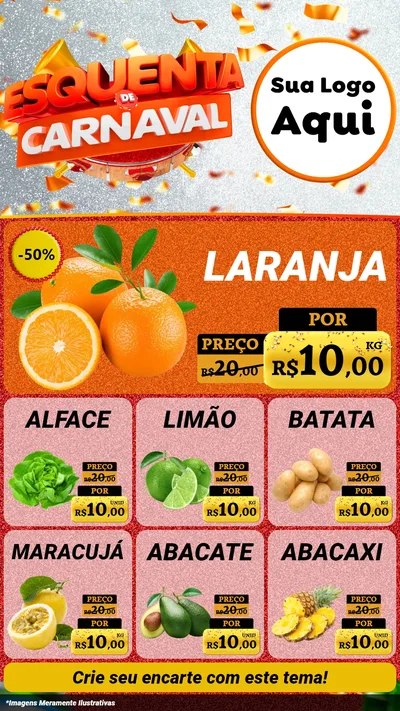Modelo de Rede Social para Stories com o tema Esquenta de Carnaval para Hortifrúti