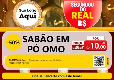Modelo de Cartaz para Cartaz A4 Horizontal com o tema Segundou do Real para Produtos de Limpeza