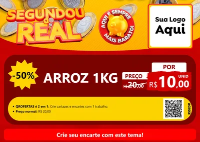 Modelo de Cartaz para Cartaz A4 Horizontal com o tema Segundou do Real para Supermercado