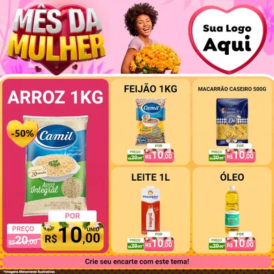 Modelo de Rede Social para Feed Facebook com o tema Mês da Mulher para Supermercado