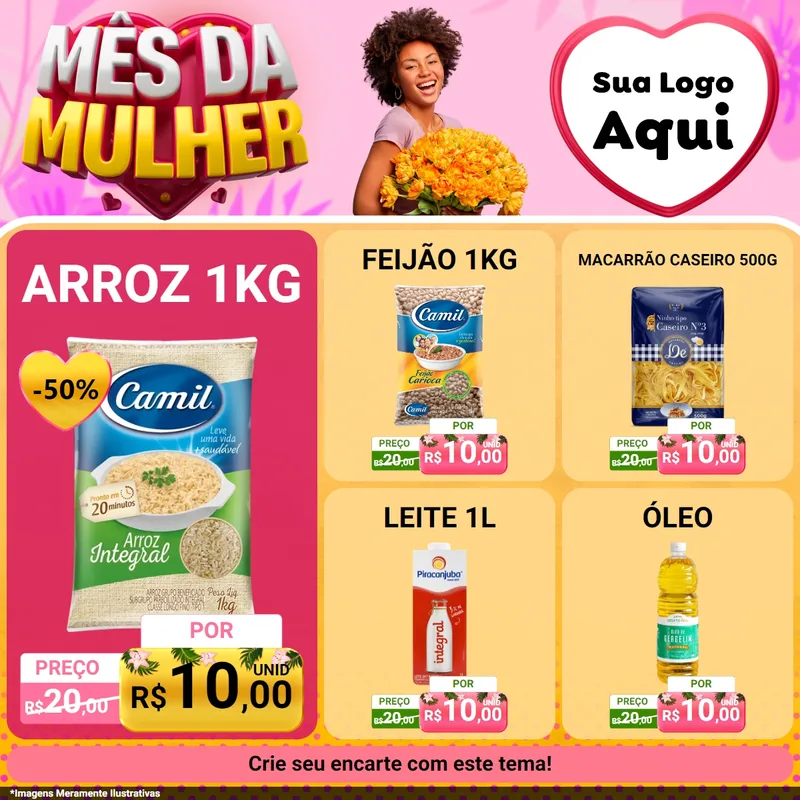 Modelo de Rede Social para Feed Facebook com o tema Mês da Mulher para Supermercado