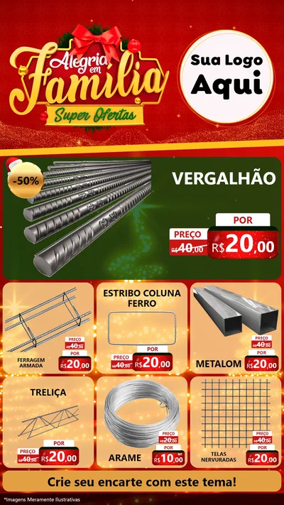 Modelo de Rede Social para Stories com o tema Alegria em Família Super Ofertas - Natal para Ferragens