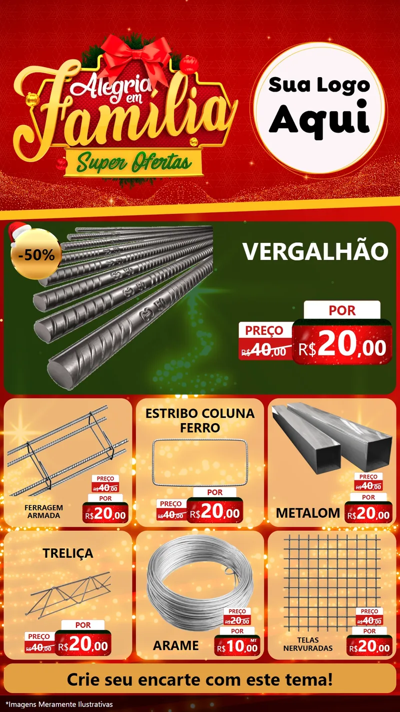 Modelo de Rede Social para Stories com o tema Alegria em Família Super Ofertas - Natal para Ferragens
