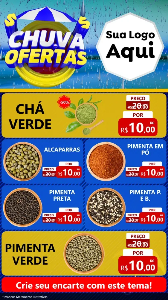 Modelo de TV para TV Vertical com o tema Chuva de Ofertas para Produtos Naturais