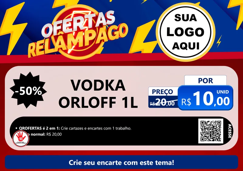 Modelo de Cartaz para Cartaz A4 Horizontal com o tema Ofertas Relâmpago para Distribuidora de bebidas