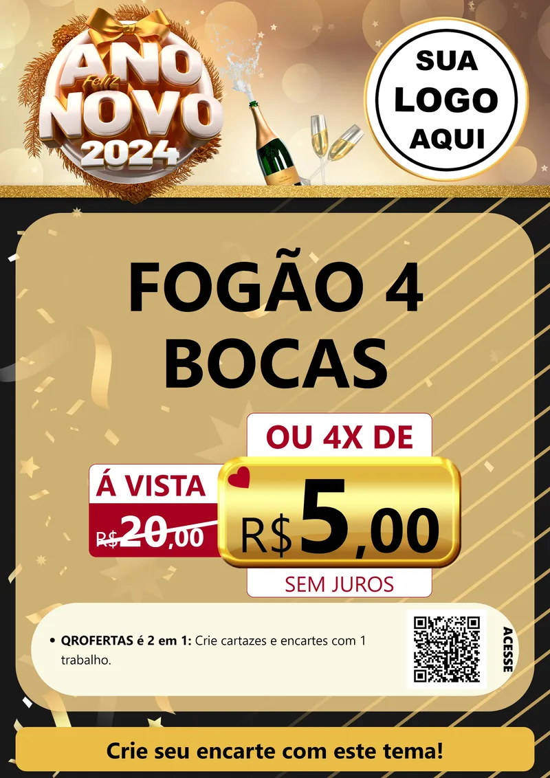 Modelo de Cartaz para Cartaz A4 Vertical com o tema Feliz Ano Novo 2027 para Móveis e Eletro