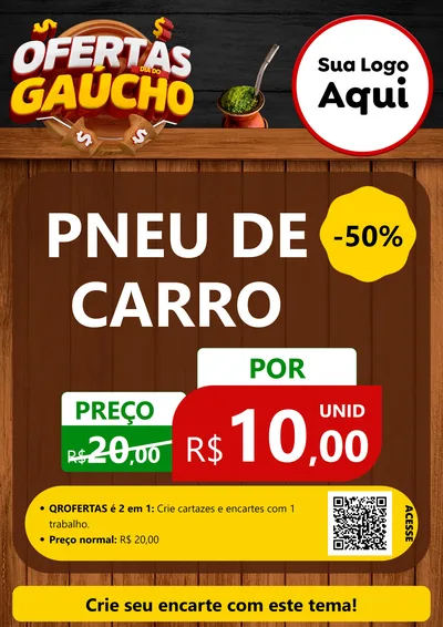 Modelo de Cartaz para Cartaz A4 Vertical com o tema Ofertas Dia do Gaúcho para Auto peças