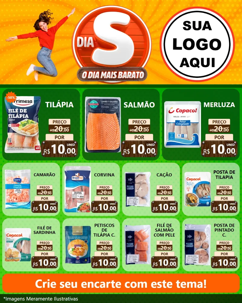 Modelo de Rede Social para Feed Instagram com o tema Dia S - O Dia Mais Barato para Peixaria