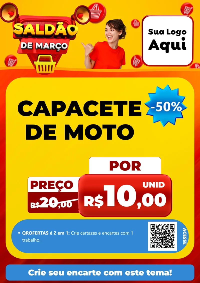 Modelo de Cartaz para Cartaz A4 Vertical com o tema Saldão de Março para Moto peças