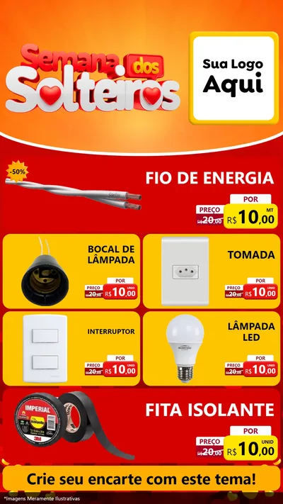 Modelo de TV para TV Vertical com o tema Semana dos Solteiros para Materiais Elétricos