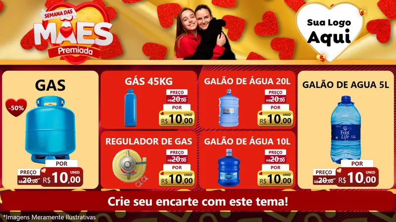 Modelo de TV para TV Horizontal com o tema Semana das Mães Premiada para Água e gás