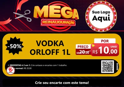 Modelo de Cartaz para Cartaz A4 Horizontal com o tema Mega Reinauguração para Distribuidora de bebidas
