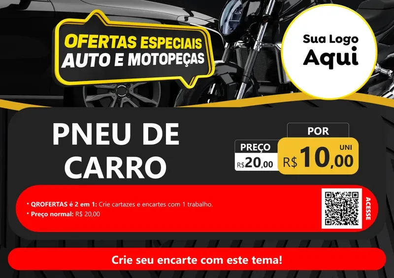 Modelo de Cartaz para Cartaz A4 Horizontal com o tema Ofertas Especiais Auto e Motopeças para Auto peças