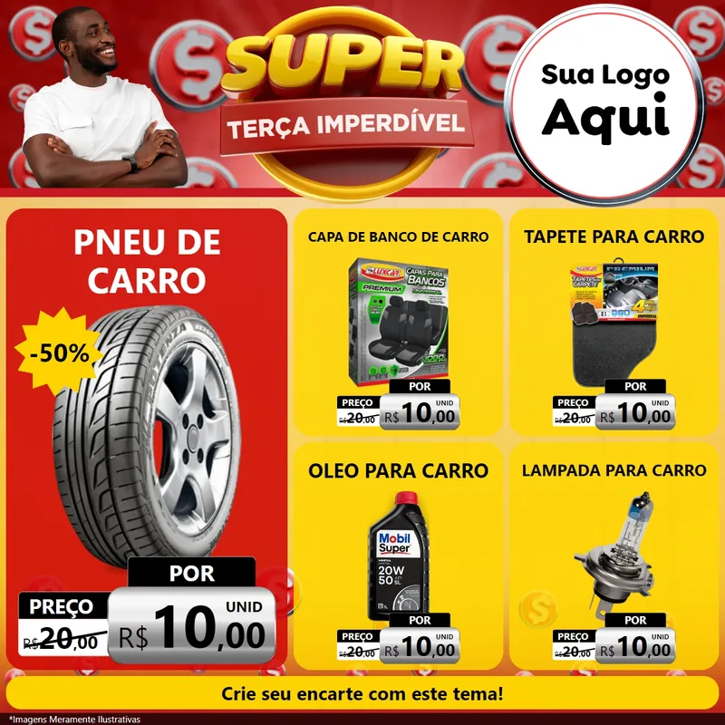 Modelo de Rede Social para Feed Facebook com o tema Super Terça Imperdível para Auto peças
