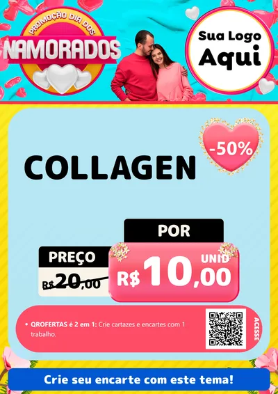 Modelo de Cartaz para Cartaz A4 Vertical com o tema Promoção Dia dos Namorados para Suplementos alimentares
