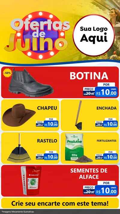 Modelo de TV para TV Vertical com o tema Ofertas de Julho para Agropecuária