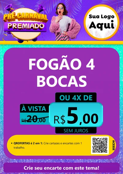 Modelo de Cartaz para Cartaz A4 Vertical com o tema Pré-Carnaval Premiado para Móveis e Eletro