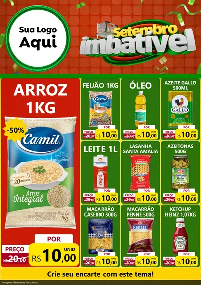 Modelo de Encarte para Encarte A4 Vertical com o tema Setembro Imbatível para Supermercado