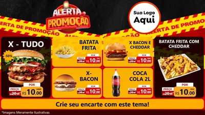 Modelo de TV para TV Horizontal com o tema Alerta de Promoção para Hamburgueria