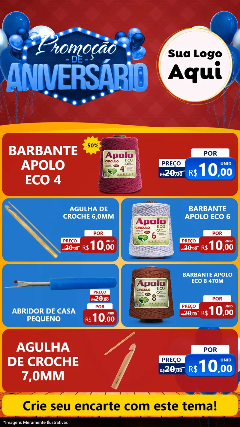 Modelo de TV para TV Vertical com o tema Promoção de Aniversário para Armarinho e Aviamentos