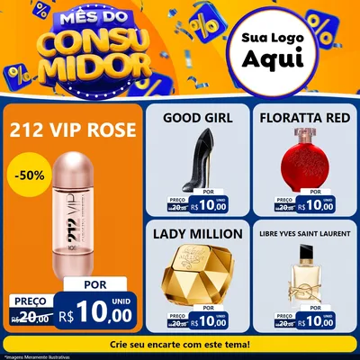 Modelo de Rede Social para Feed Facebook com o tema Mês do Consumidor para Perfumes
