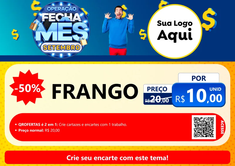 Modelo de Cartaz para Cartaz A4 Horizontal com o tema Operação Fecha Mês Setembro para Assados