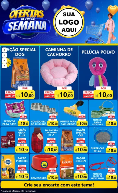 Modelo de Encarte para Encarte Grande com o tema Ofertas de Fim de Semana para Pet Shop