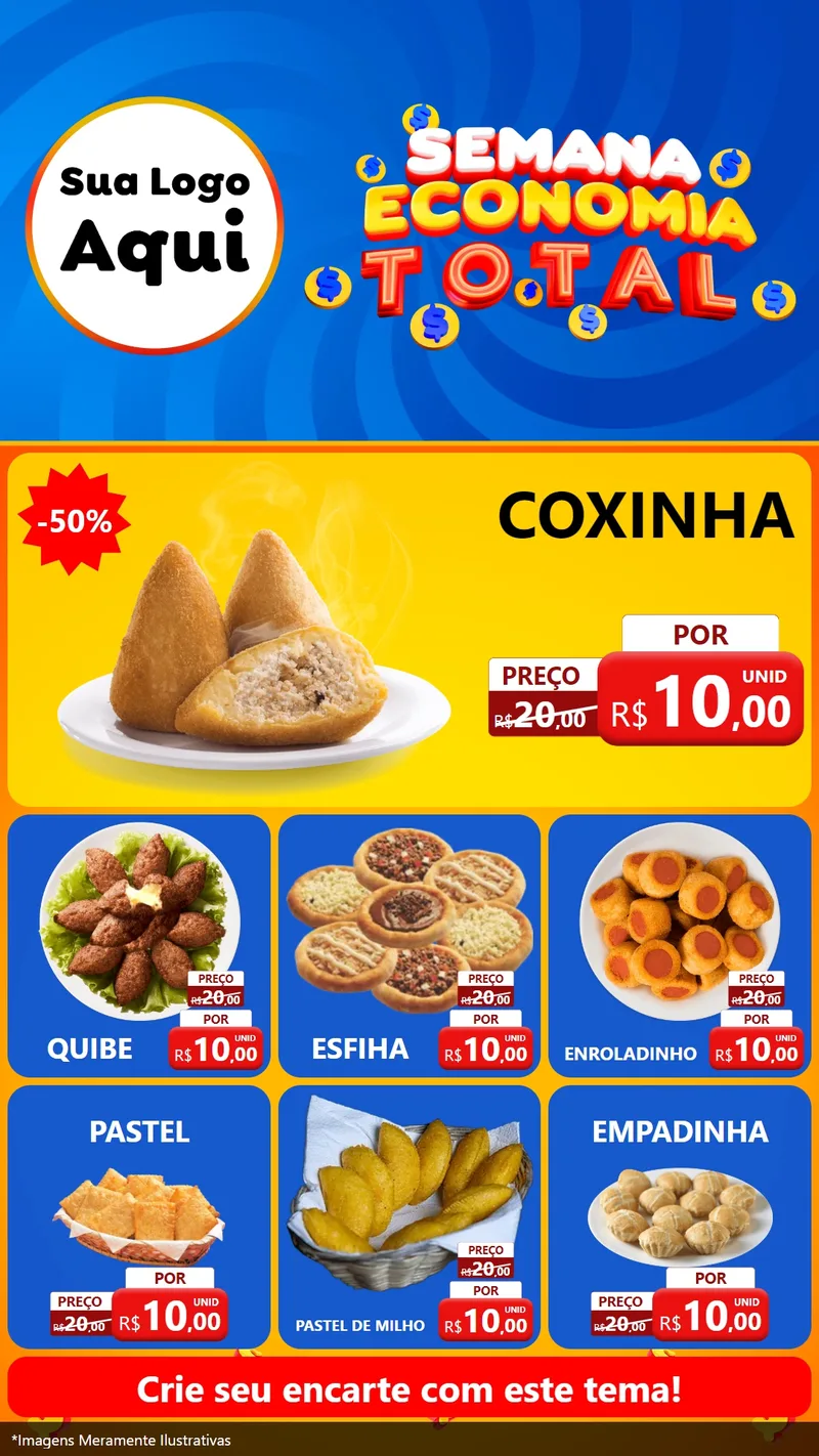 Modelo de Rede Social para Stories com o tema Semana Economia Total para Salgadaria