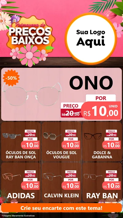 Modelo de Rede Social para Stories com o tema Primavera de Preços Baixos para Óticas